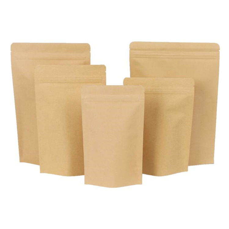 Custom Print Standup Yellow Kraft Paper Pla Biodegradable Coffee Bags With Ziplock 1