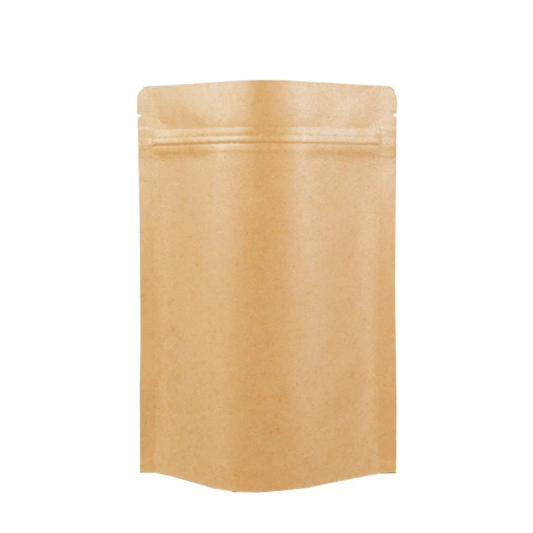 Custom Print Standup Yellow Kraft Paper Pla Biodegradable Coffee Bags With Ziplock